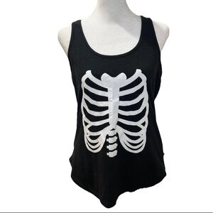 Tipsyelves Halloween Skeleton Black Tank Top Women’s Size Small
